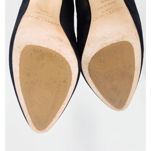 JIMMY CHOO Ankle Boots Black Suede Booties Chic Stiletto Heels Size 39.5 - Picture 7 of 8